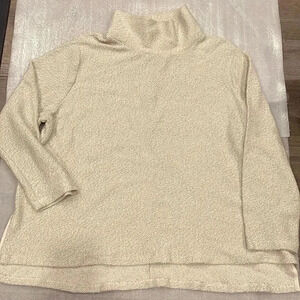 ❤️2/$30❤️[3X]Ava.Viv Turtle Neck SideSlits 3/4 Sleeve Sweater metallic strings